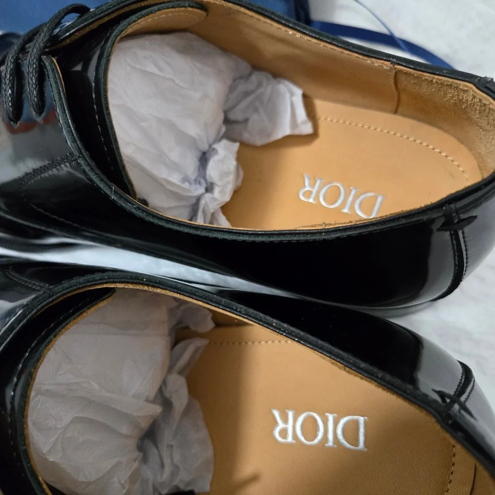 Dior Men Black Leather Oblique Cap Toe Oxford Dress Shoes Size 45 US 11 12 956-1